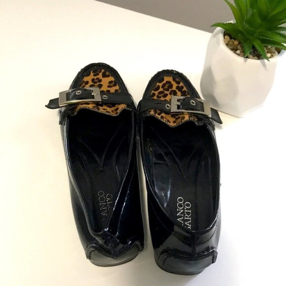 Franco Sarto Large Buckle Shilo Cheetah Calf Hair Printed Flats Womens size 7 - Picture 5 of 8